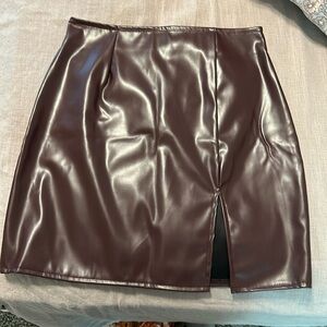 Burgundy pleather skirt from Windsor